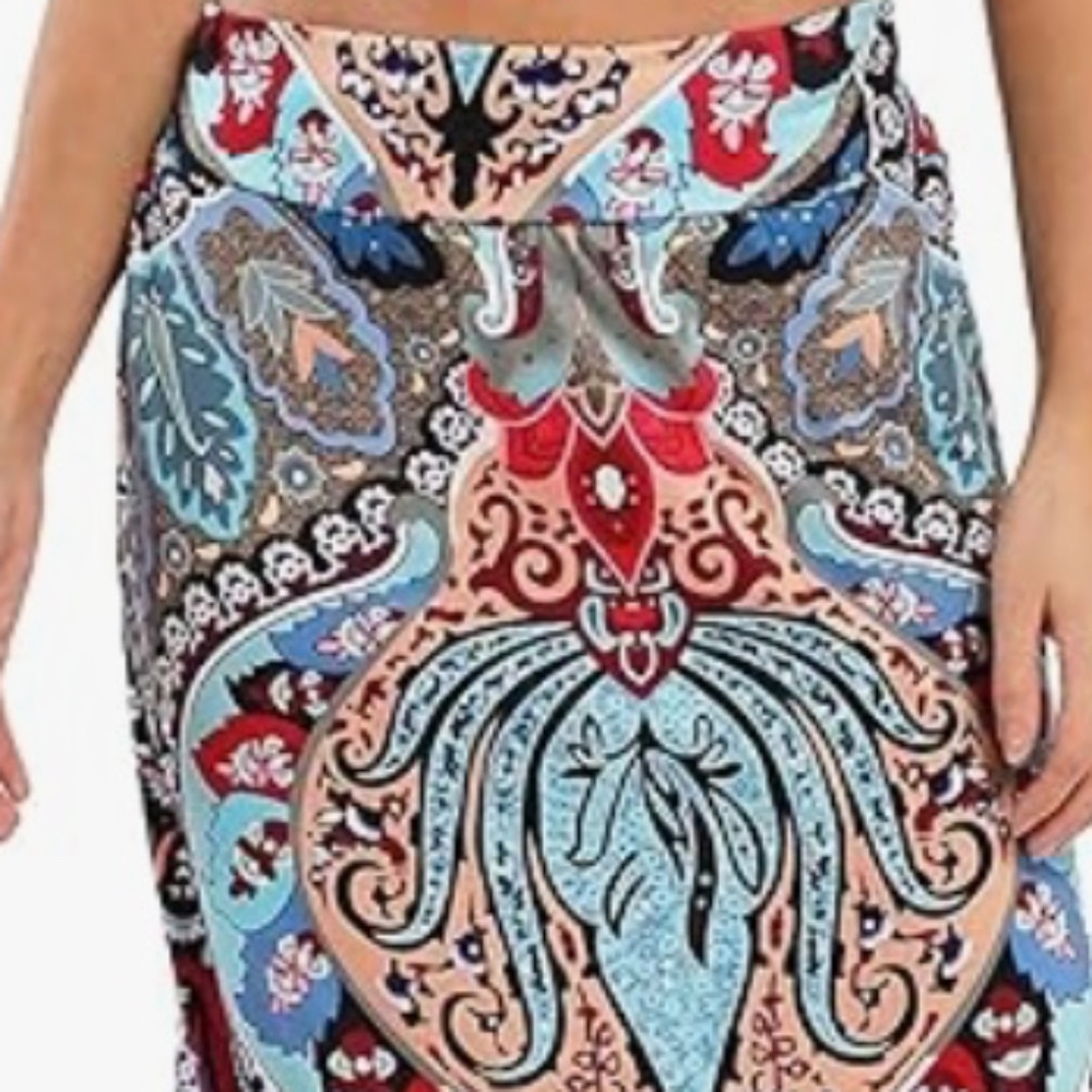 New Women’s Long Maxi Skirt Relaxed Casual Pull On Comfort Paisley Flower XLarge - Picture 3 of 5